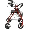 Drive Medical Four Wheel Rollator with Fold Up Removable Back Support Red 2